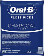Oral-B Charcoal Infused Mint Dental Floss Picks, 75 Count, Pack Of 4