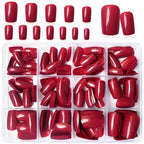 LoveOurHome 240pc Red Press on Nails Medium Square Fake Nails Press ons Square Nail Tips Red Acrylic Nails Christmas Glue on Nails False Artificial Fingernails with Glue Adhesive Tabs Women Girls