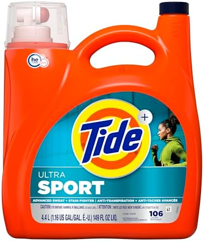 Tide Plus Febreze Sport Odor Defense HE Turbo Clean Liquid Laundry Detergent, 149 fl oz, 106 loads