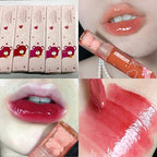 6Pcs Bear Lip Glaze Jelly Lipstick, Liquid Lipstick Cute Bear Lipgloss Moisturizing Lip Stain Plumping Water Lip Gloss Waterproof Long Lasting Cheek Rouge Tint Cosmetics Beauty Makeup