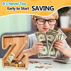 SummiDate Wooden Letter Piggy Bank| Piggy Bank for Boys Girls Toddler| Alphabet Z Money Bank| Coin Bank Birthday Gift for Kids|Birthday Gift for Kids (Z)