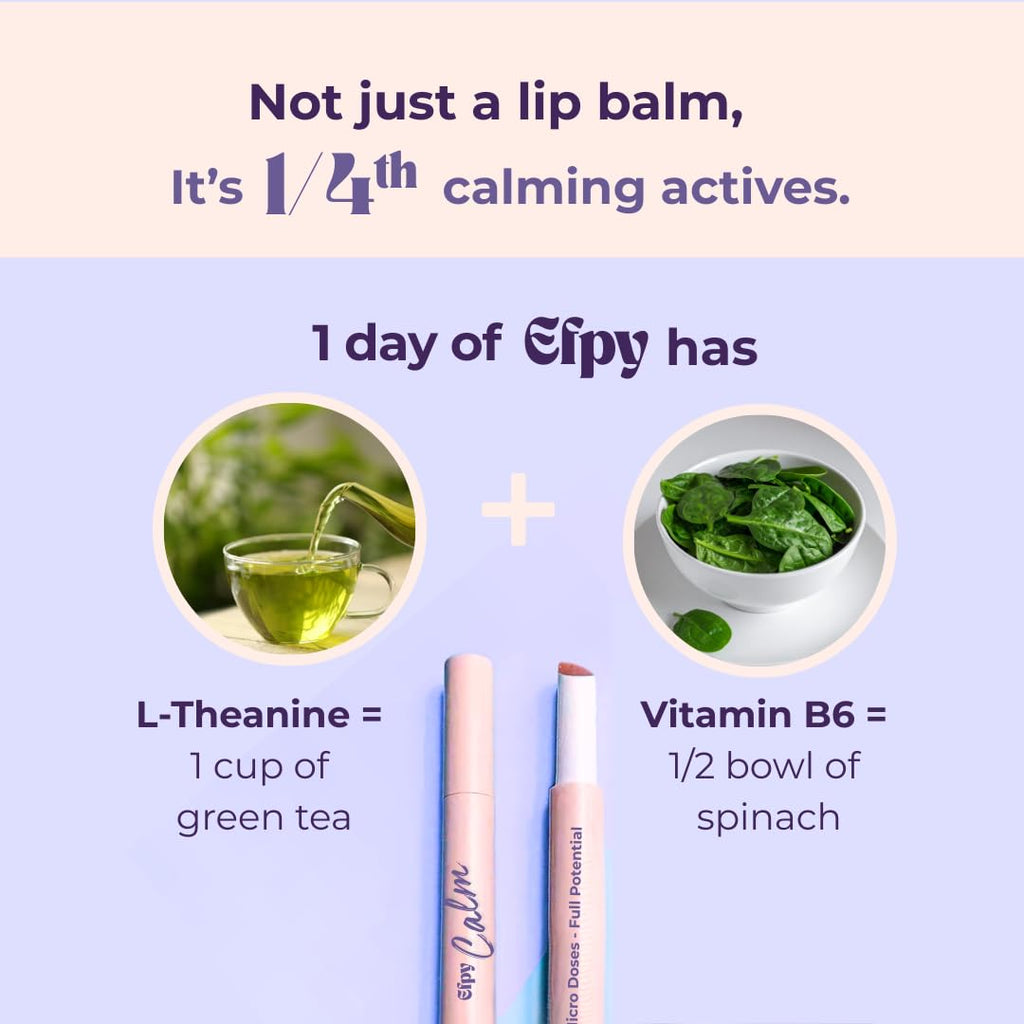 Efpy Micro-Dose Lip Balm | With Vitamins and Wellness Actives | Functional Beauty for Mind, Mood & Energy (Choose Your Formula: Calm, Curb, Perk) (Calm - Lavender & Chamomile)
