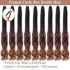9 Packs Ombre Brown French Curl Crochet Braids 24 Inch Boho Box Braids Crochet Braids with Curly Ends Synthetic Goddess Braids Pre looped Crochet Hair for Women