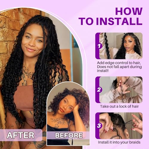 Human Braiding Hair for Boho Braids, Deep Wave Bulk Boho Braids Human Hair for Boho Knotless Braids Curly Bohemian Water Wave Braiding 70g 20 Inch Auburn Ginger (2 No Weft Bundles/Pack)