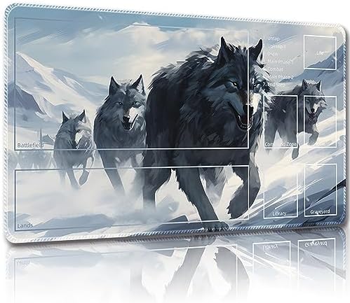 Playmat for MTG, with Free Storage Bags,Game Mat 24 x 14 inches, TCG and Board Game Mat for Cards,Mousepad Desk Mats (with Zones,Magic Mat 4)