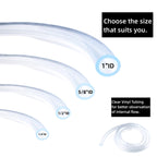 5/8" ID x 13/16" OD - 25 ft Clear Plastic Vinyl Tubing, Flexible PVC Hose Lightweight Tube with 4 Stainless Clamps for Transfer Water Air Oil.