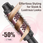 Thermal Brush Blowout, Curling Iron 1.5 Inch Thermal Round Hair Curling Brush with 5 Temp Settings, Universal Voltage, Tourmaline Ceramic, Negative Ion Technology, New Update Rose Gold
