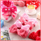 WILLBOND 24 Pack Spa Headband Bow Hairband Facial Makeup Women Face Wash Adjustable Skincare Headbands Flannel Towel Soft Head Wraps for Women Shower Washing Face(Cute Pattern)
