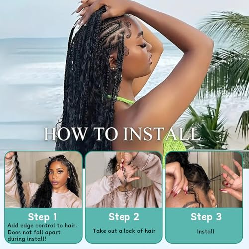 Boho Hair for Braiding Mix Synthetic Human Braiding Hair, 22 Inch Deep Wave Bundles Boho Braids, 2 Bundles Packs Bulk Curly Bohemian Hair Extensions (27#, 22 Inch)