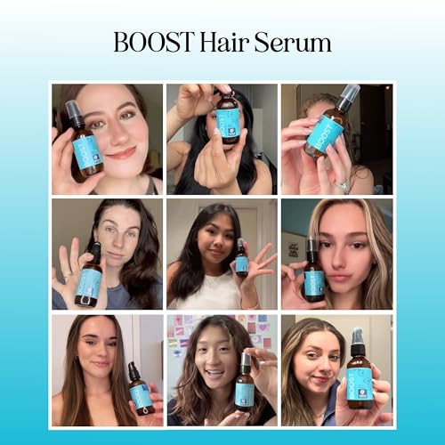 Biotin Hair Growth Serum - Rosemary Hair Thickening Serum with Peppermint Caffeine and Black Castor Oil for Hair Growth - Volumizing Hair Serum for Hair Growth for Men & Women - Vegan & Cruelty Free