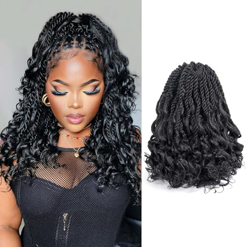 ToyoTress Boho Island Twist Crochet Hair - 12 Inch 8 Packs Short Bob Natural Black Boho Havana Twist Crochet Braids Synthetic Braiding Hair (12 Inch,8P-1B)