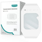 Dimora Transparent Film Dressing 50 Packs, Waterproof Adhesive Clear Bandages 4 in x 5 in, Wound Cover for IV Shield, Tattoo Aftercare Bandage,Clear Bandage Tape for Wound Care