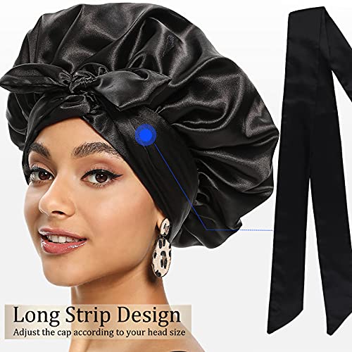 Satin Bonnet for Black Women, Silk Bonnet for Curly Hair Wraps for Sleeping, Satin Scarf for Hair Wrapping at Night