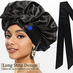 Satin Bonnet for Black Women, Silk Bonnet for Curly Hair Wraps for Sleeping, Satin Scarf for Hair Wrapping at Night