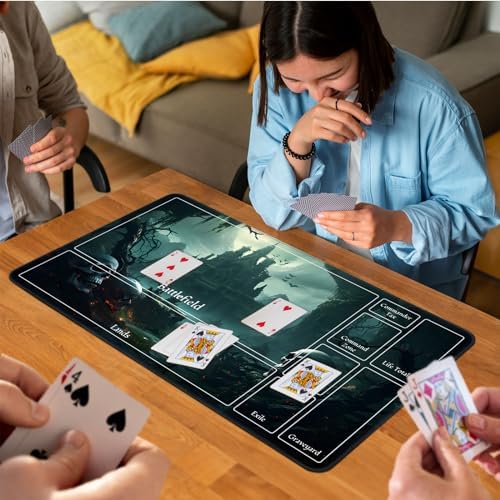 for MTG Game Playmat, for Magic TCG Rubber Play mat,Tabletop Card Playmats with Smooth Surface,Trading Card Inked Game Mat with New Zones,Battle Game,Skull Castle