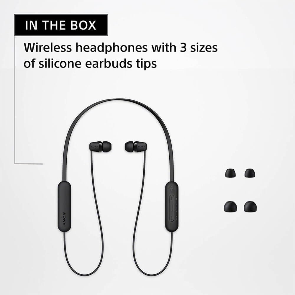 Sony WI-C100 Wireless in-Ear Bluetooth Headphones with Built-in Mic, Black