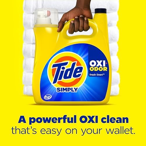 Tide Simply Oxi Boost + Odor Defense, Tough on Stains and Odors, Fresh Linen Scent, 96 Loads, 137 fl oz