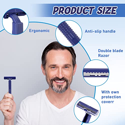 Chumia Twin Blade Razors for Men Stainless Steel Disposable Razors Men Bulk Plastic Shavers Multipurpose Portable Manual Disposable Shavers for Bathing Hotel Travel(600 Pieces)