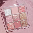 Kayswang 9 colors glitter eyeshadow palette makeup palette matte high pigment color cream texture natural eye shadow powder eye shadow palette in autumn and winter long lasting and waterproof (pink+orange)