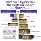 Grip-Tuth Combs - Set Of 2 Hair Side Combs - Hair Combs For All Types Of Hair - Decorative & Hair Styling Women Accessories (Shell, 3 ¼ ″ Wide)