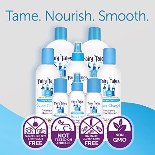 Fairy Tales Tangle Tamer Detangling Shampoo and Conditioner for Kids plus Detangling Spray - Ultra Moisturizing and Anti Frizz Protection - Paraben Free, Sulfate Free - 12 Oz Each Bottle - 3 pack