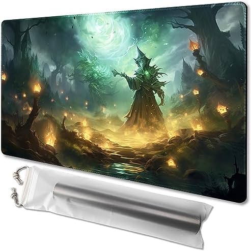 MTG Playmat Size 24x14in Free Storage Bags Non-Slip Backing Printing, Ideal for Card Game Enthusiasts TCG Playmat (No with Zone,Evil in The Night)