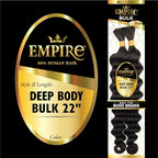 Sensationnel Empire bulk braiding – deep body human hair braids for knotless boho box or curly loose wave styles - 1 pack (22 inch, 1 JETBLACK)