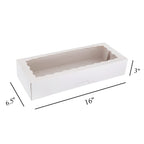 Tcoivs 30-Pack Bakery Boxes with Window 16" x 6.5" x 3", Cookie Boxes, Auto-Popup Long Treat Boxes for Cookies, Strawberries (White)