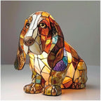 Fanyil Glowbuddy Dog Lamp - Dachshund Lamp, Dog Series Art Night Light, Stained Resin French Bulldog Tabletop Night Light, Cute Pet Dogs Themed LED Table Lamps, Unique Gifts (H)