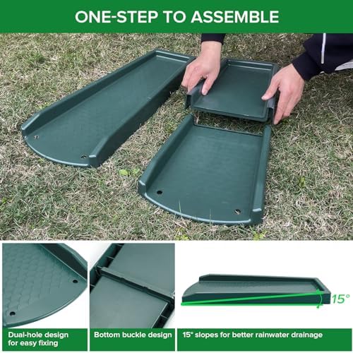Splash Blocks for Gutters Downspouts, 24" Downspout Extensions for Rain Water Drainage, Thickened Gutter Splash Guard with Fixing Piles(1 Pack, Green)