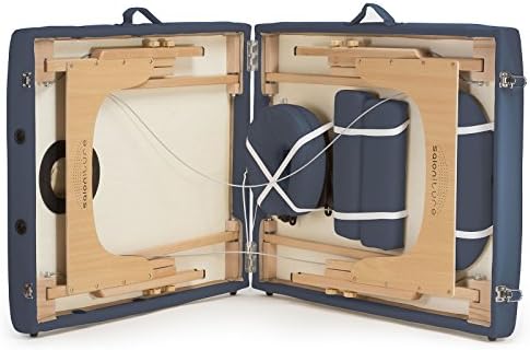 Saloniture Professional Portable Folding Massage Table with Carrying Case - Blue