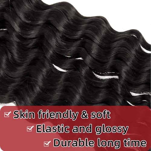 YXCHERISHAIR 8 Packs Boho Hair For Braiding Curly Braiding Hair for Boho Braids Ombre Deep Wave Bohemian Hair Extensions No Weft (1B, 14inch)