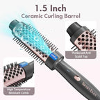 Thermal Brush 1.5", Thermal Round Curling Brush with 2 Settings, Long Lasting Universal Voltage Heated Curling Iron for All Hair, Tourmaline Ceramic, Negative Ion Technology, Rose Gold