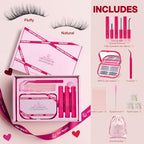 Lash Clusters Kit with Bond and Seal Lash Clusters Left &Right Lash Extension Kit with Eyelid Wipes Remover Eyelash Brush Eyelash Extension Kit Gift Set with Drawstring Bag Portable Lash Starter