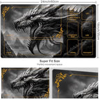 DEGDFSGR for MTG Playmat with Zones 24 x 14 inches for TCG Playmats Non-Slip Rubber Base Commander Play Mat for Lorcana Trading Card Game, Cool Dark Dragon