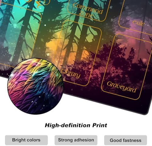 MTG Playmat with Zones 27.5" x 15.74" for TCG MTG Play Mat Non-Slip Rubber Base Commander Playmats for Magic The Gathering Playmat Iorcana Trading Card Game, Forest Bear