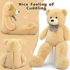 MaoGoLan Giant Big Teddy Bear 4 Feet 47 inch Life Size Tan Plush Bear Brown Stuffed Animal for Children Boyfriend