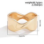 Impurain Gold Bangle Bracelets for Women Silver Plated Wide Wire Chunky Cuff Bracelets Trendy Hinged Cuff Open Wide Chunky Silver Bracelet Irregular Minimalist Bangle Jewelry (gold-2)