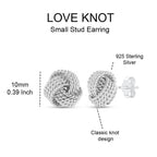 LeCalla Sterling Silver Knot Earrings Jewelry Italian Design Diamond-Cut Twisted Wire Love Knot Stud Earring for Women 10mm