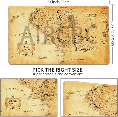 MTG Playmat Non-Slip Rubber Backing Printing Commander Board Game Desk Mat Duel Mat TCG PTCG Playmat 24x14 inches and Free Storage Bags (YXD-Middle Earth 2)