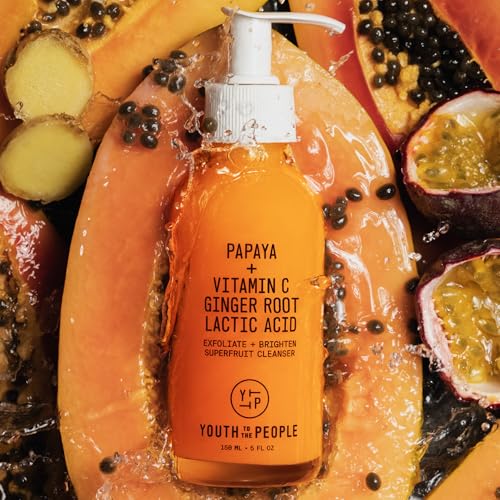 Youth To The People Superfruit Facial Cleanser Full Size - Papaya + Vitamin C Exfoliating Face Wash, Skin Renewal with AHA + BHA, Evens Tone & Texture for Soft + Radiant Skin - 5 fl oz