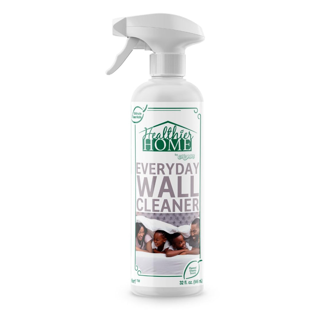 CHOMP! Painted Wall Cleaner Spray, Multipurpose for Walls, Ceilings, and Baseboards, Removes Dirt, Dust, Odor, Stains, Healthier Home 5-Minute CleanWalls 4-in-1, 32 Ounces (Flannel Sheets Scent)