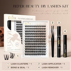 BEFER Lash Clusters Kit, 120 Pcs D Curl Eyelash Clusters Volume Individual Lashes Extensions 10-16MM Fluffy Cluster Eyelash Wispy Cluster Lashes DIY At Home(Seraphic,FD43,Kit)