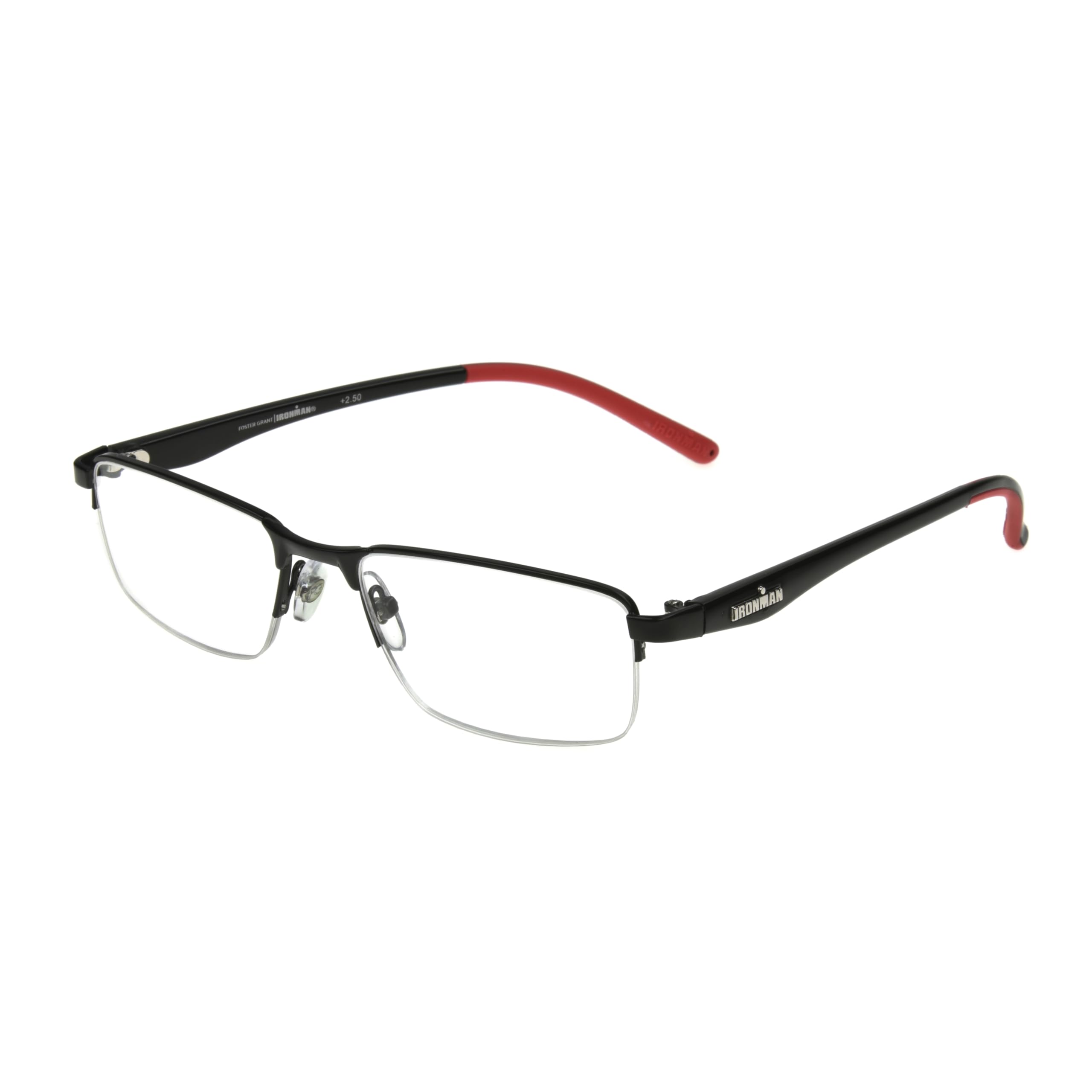Foster Grant IRONMAN Men's Expedition Rectangular Reading Glasses, BLACK, 1.5x