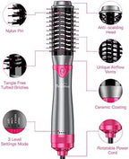Brightup Blow Dryer Brush & Volumizer with Negative Ionic Technology, Detachable & Interchangeable Brush Head, Hair Dryer Brush for Curling, Smoothing & Styling, Heat Protective Glove Included