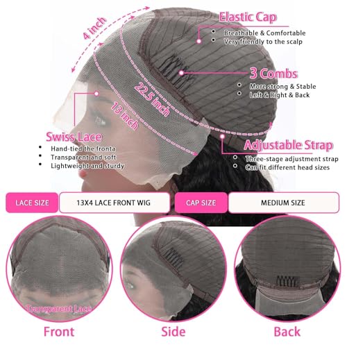 Loose Deep Wig Lace Front Wigs Human Hair Wigs for Black Women 13x4 HD Transparent Lace Frontal Wigs Human Hair Pre Plucked 200% Density Loose Deep Glueless Wigs Natural Black Color 26 inch