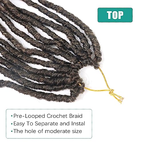 Faux Locs Crochet Hair 14 Inch Pre Looped Goddess Locs Crochet Hair 8 Packs Short Soft Faux Locs Crochet Hair Deep Wave Crochet Hair with Curly Ends Hair Extensions (14 Inch/Pack of 8, T27)