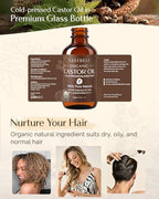 YANIBEST Organic Castor Oil, Cold Pressed Unrefined Glass Bottle, 100% Natural USDA Certified Castor Oil for Hair, Eyelashes, Face, Eyebrows, Scalp & Hair Strengthening Oil for All Hair Types