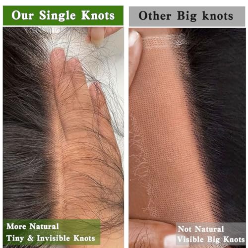 5x5 SKINLIKE Real HD Lace Closure Straight Human Hair 0.095mm Ultra-thin hd lace Closure with Tiny knots Brazilian Virgin Human Hair Free Part Closure pre plucked with Natural Hairline, 16inch
