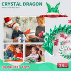 Large 3D Printed Dragon,24 Inch 3D Dragon Toys,Bigger Fidget Crystal Animals Toys, 3D Printed Articulated Animals for Home Office Car Desk Decor(Green White Red.24inch)